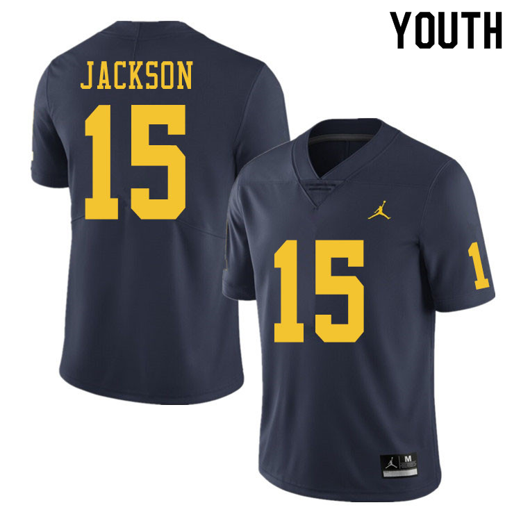 Youth #15 Giles Jackson Michigan Wolverines College Football Jerseys Sale-Navy
